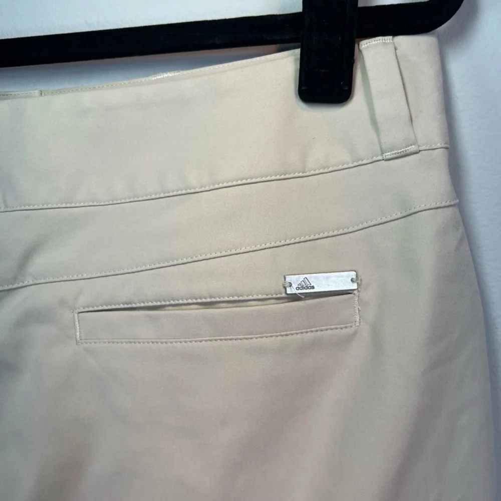Adidas Golf Skirt Beige Stripe Logo Stretch Sporty Pickleball Tennis Lined Sz 10